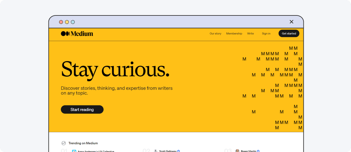 Medium, example of an information blog design