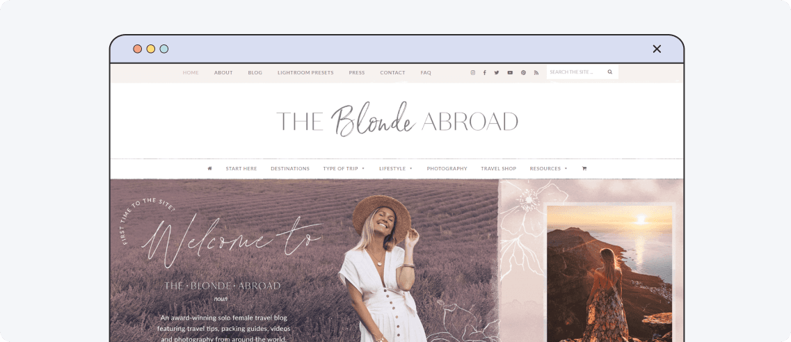 The Blonde Abroad, example of a travel blog design