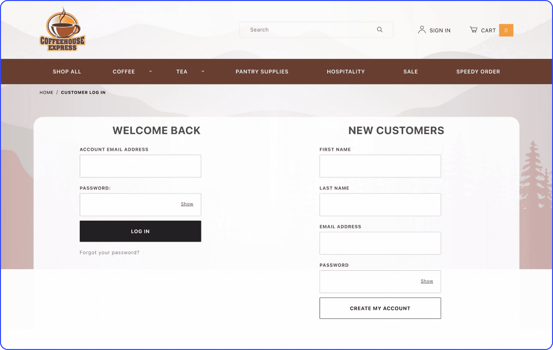 Coffee House login page