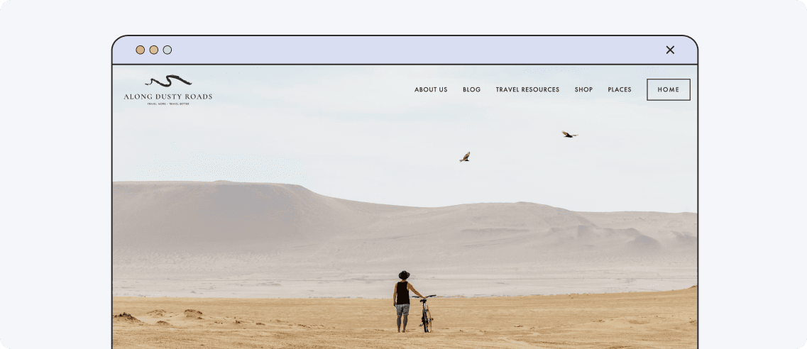 Along Dusty Roads, example of a minimalist travel blog design