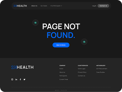 UI design of the 2NHealth 404 error page