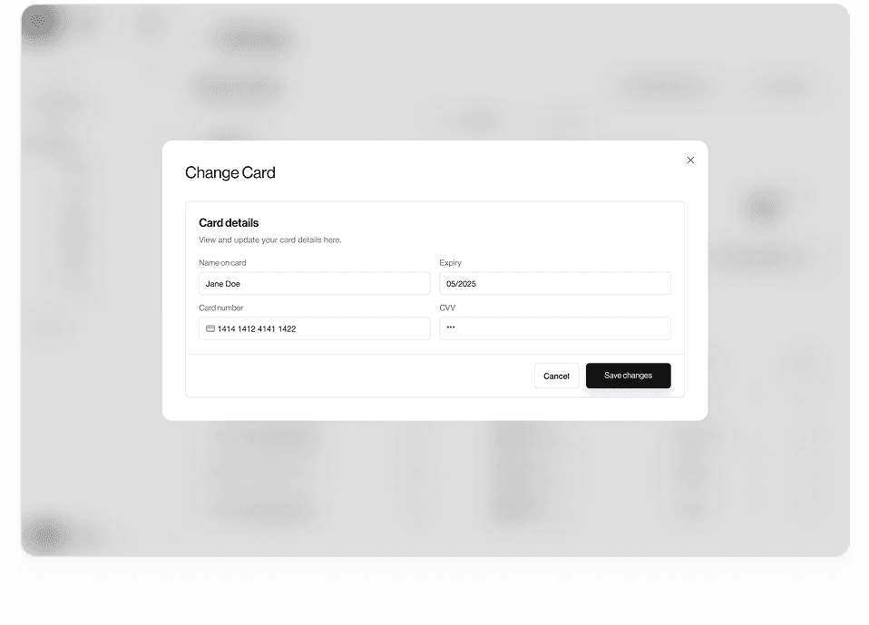 Wireframe of ProTraffic card details update screen
