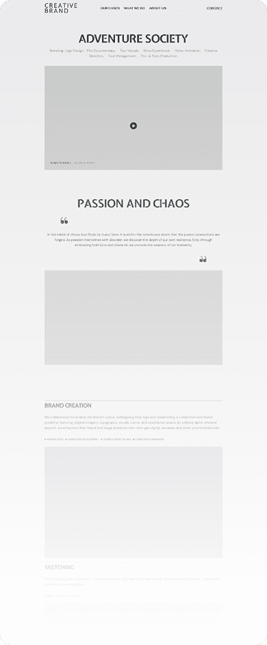 Wireframe of Creative Brand-s feature project page