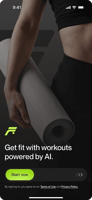 UI design of Fitty app welcome screen