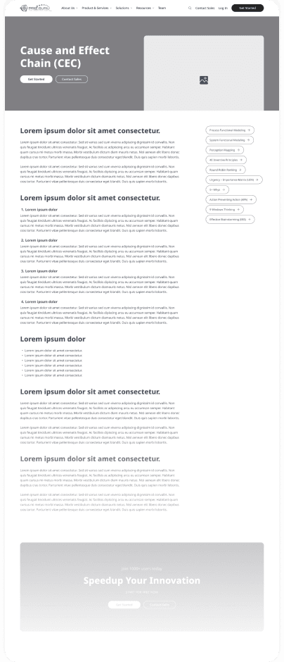 Wireframe of the PrizGuru service page