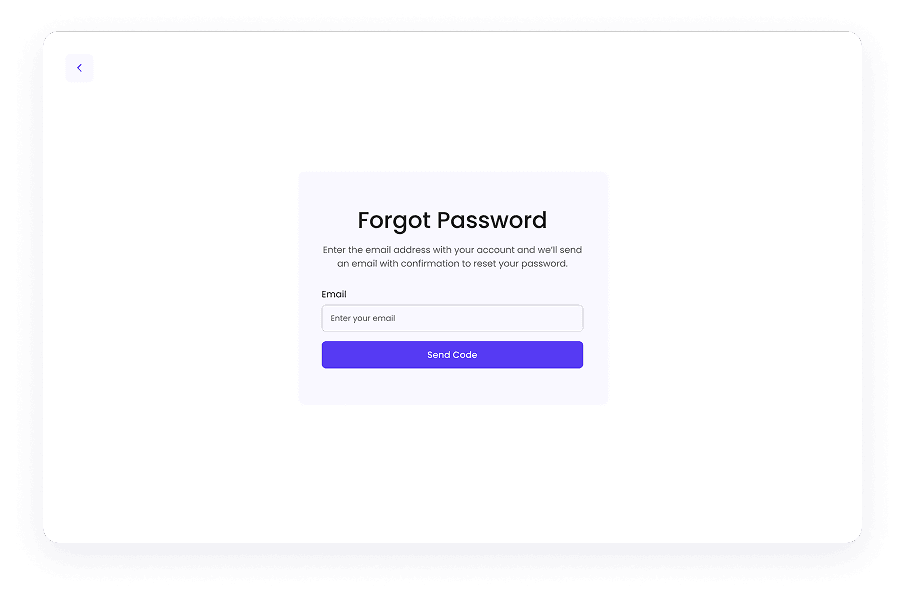UI design of Writemaster password reset screen