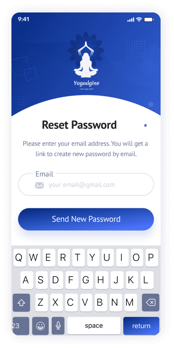 Yogadgine app reset password interface design
