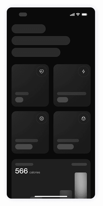 Wireframe of Fitty daily stats screen