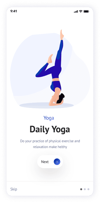 Yogadgine app onboarding screen design