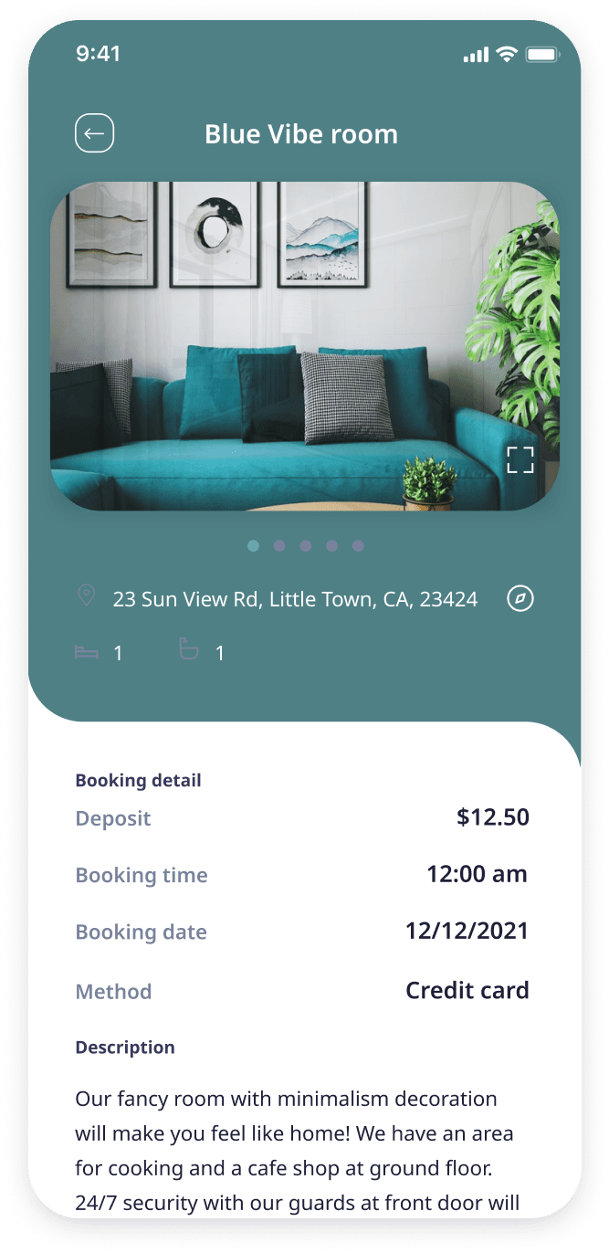 E-booking app booking summary