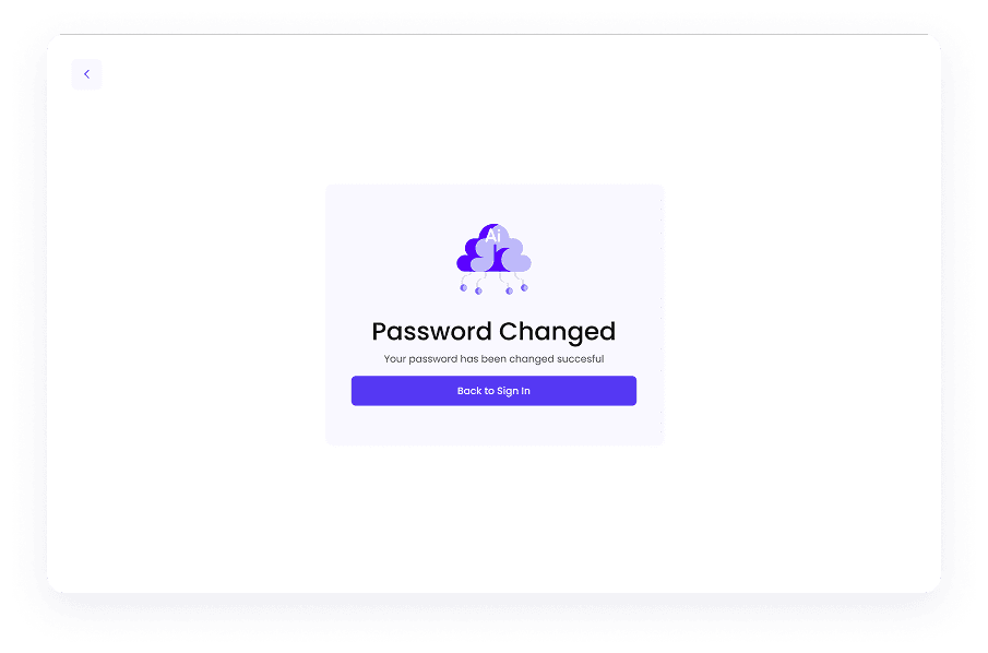 UI design of Writemaster password changed confirmation screen