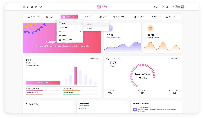 Sliky CRM screen of admin panel UI customization