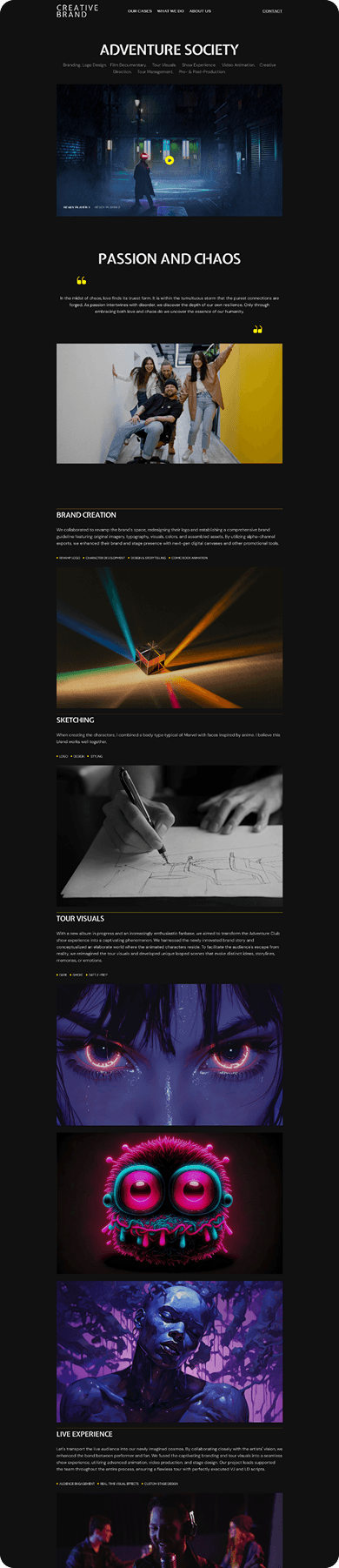 UI design of Creative Brand-s feature project page