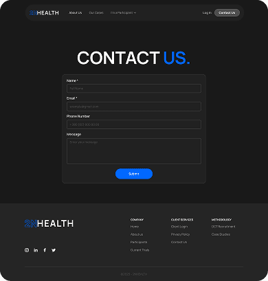 UI design of the 2NHealth contact page