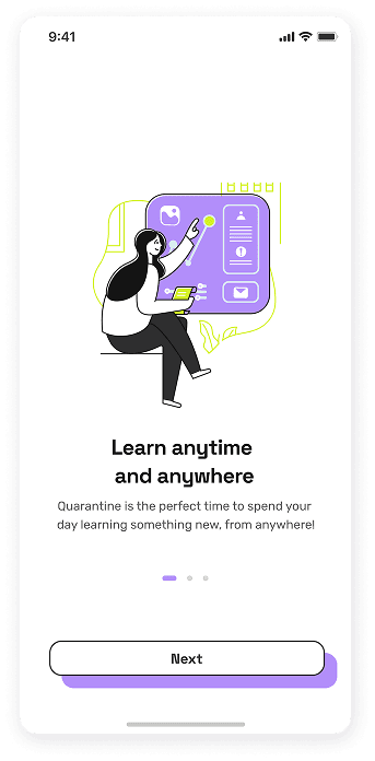 UI design of the EasyCoursy app-s onboarding screen