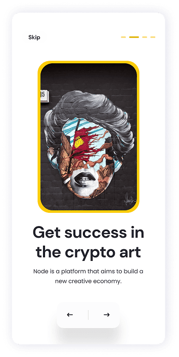 NFT Store welcome screen UI design