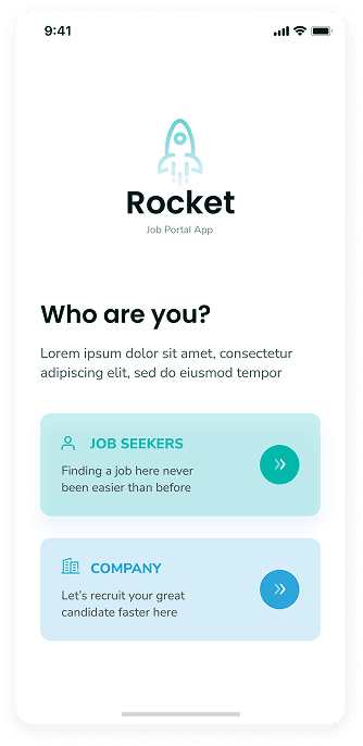 UI design of Rocket app-s user selection screen