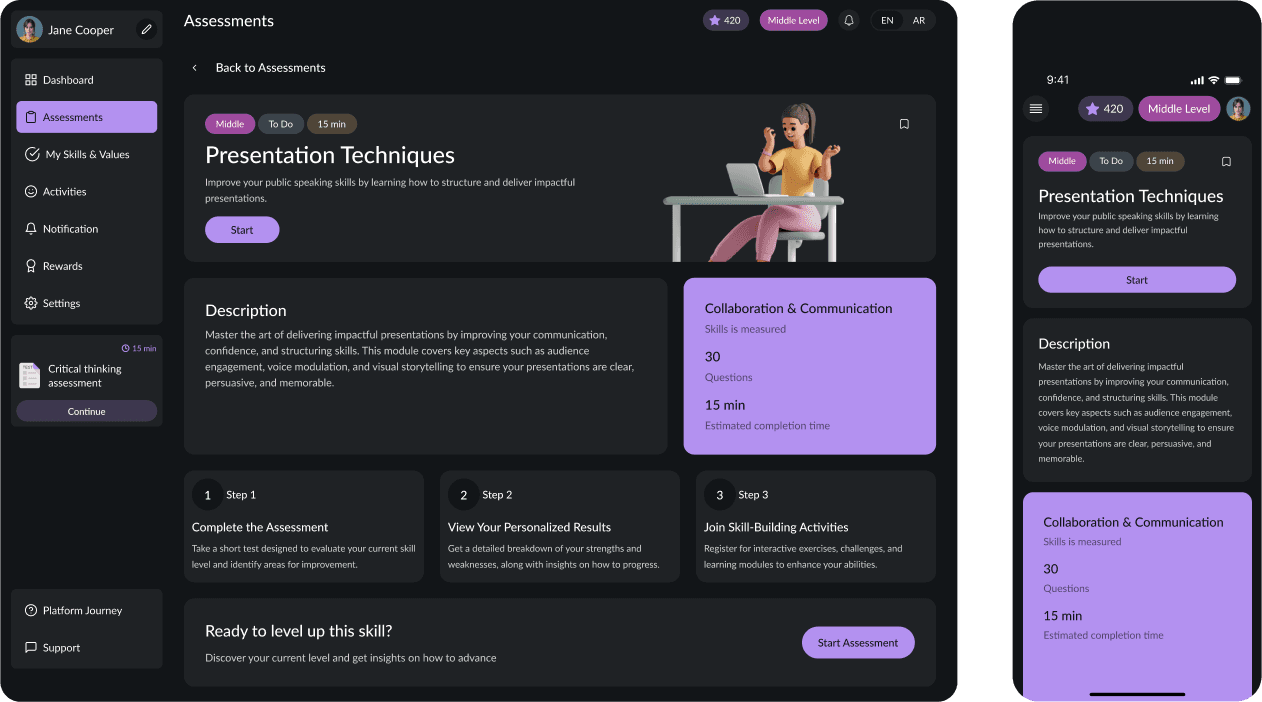 SkillForge education app design
