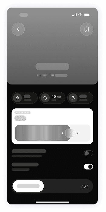 Wireframe of Fitty workout start screen