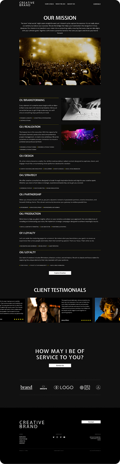 UI design of Creative Brand-s our mission page
