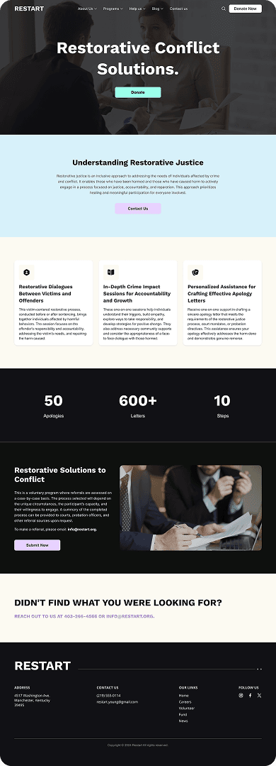 UI design of RESTART solutions page