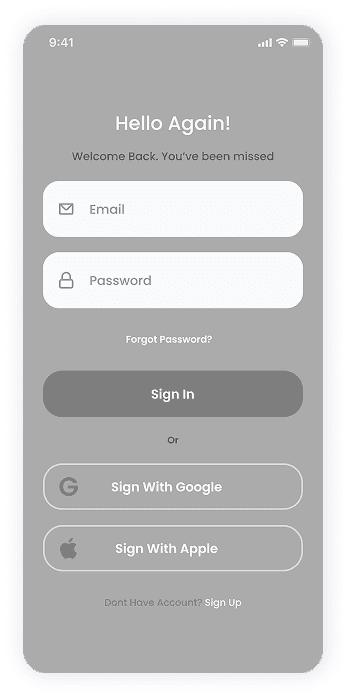 E-doctor app-s login screen wireframe
