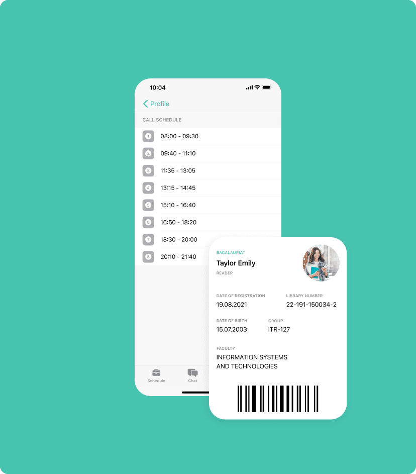 University Student classes schedule feature