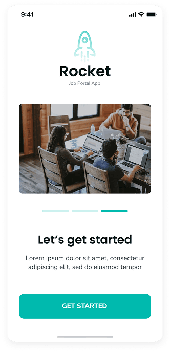 Rocket job portal app-s introductory screen UI design