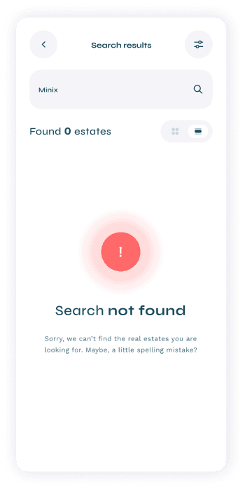 UI design of Turveyor no search results screen