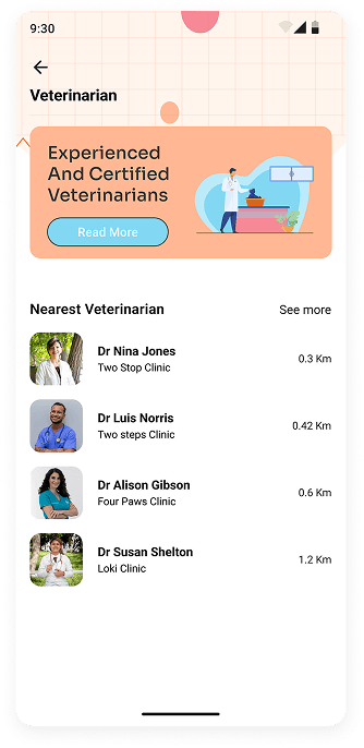 MyPet app veterinarian screen UI design