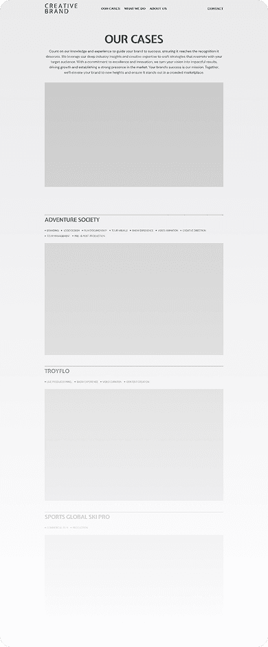 Wireframe of Creative Brand-s case studies page