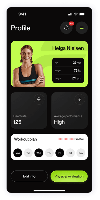 UI design of Fitty user profile screen