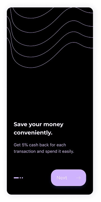 UI design of MoneyPay onboarding screen
