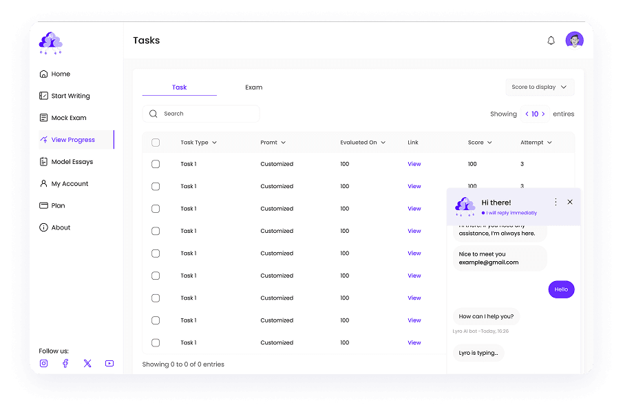 UI design of Writemaster task progress page