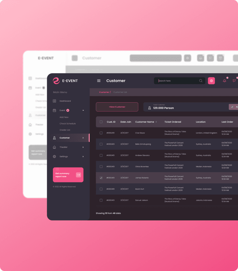 E-Event CRM software customer database management feature