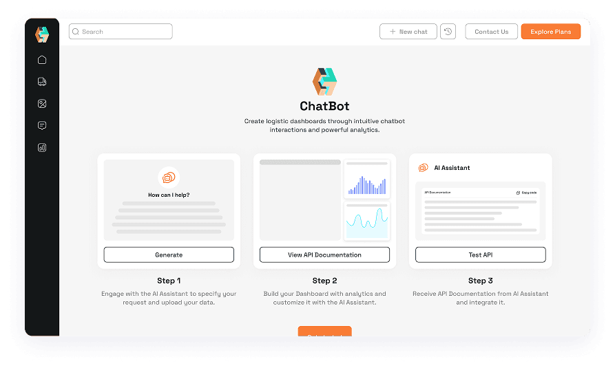 ChatBot UI design showing API steps