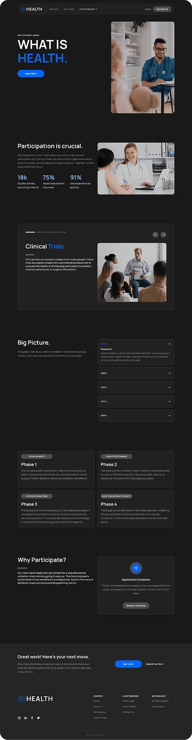2NHealth remote recruitment page UI design