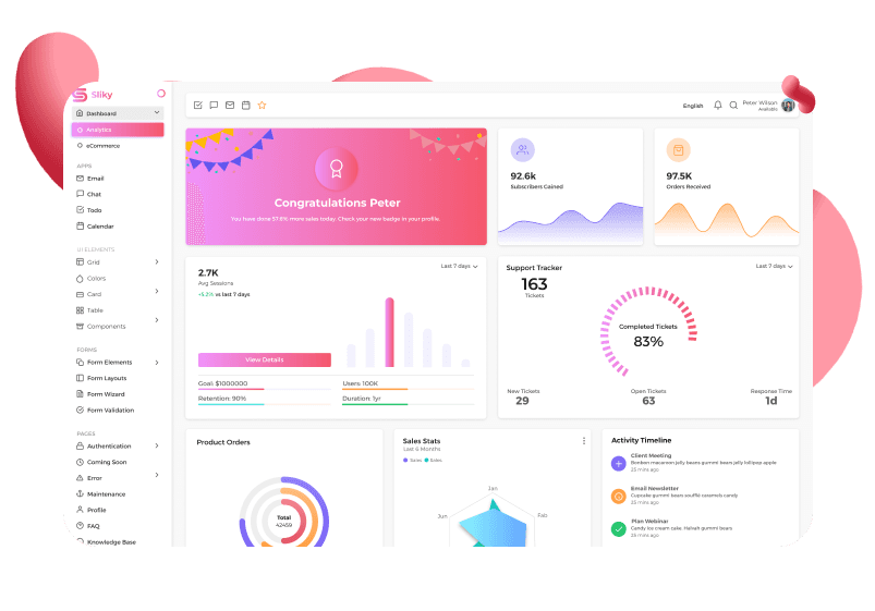 VueJS admin panel template design