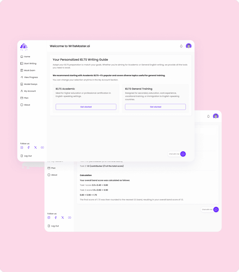 Writemaster personalized IELTS writing guide feature