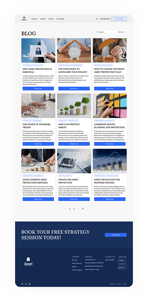 UI design of the Asset Protection blog page