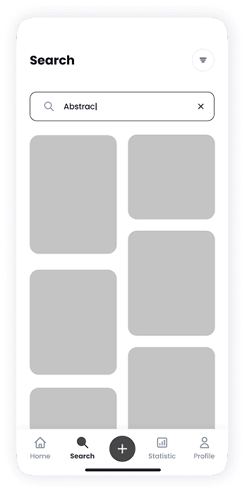 NFT Store search screen wireframe