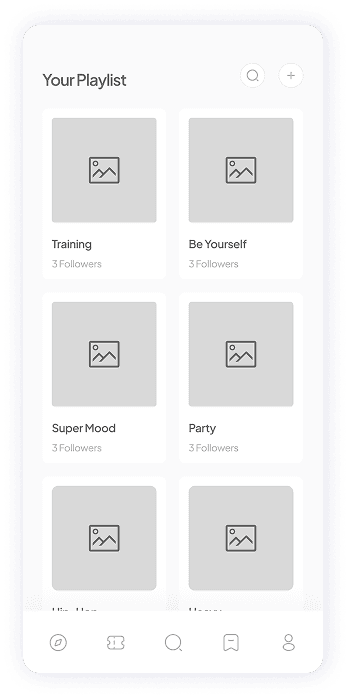 Wireframe of Muzz app playlist screen