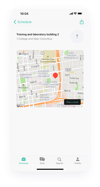 University Student app-s UI design of the campus location screen