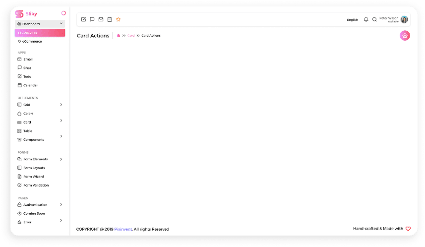 Sliky CRM card action dashboard
