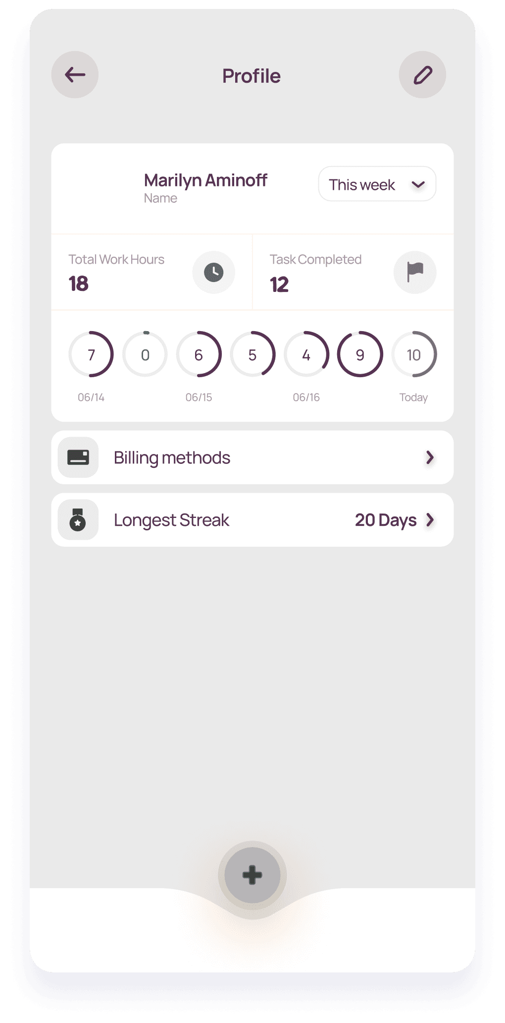 Wireframe of a LifeBalance screen displaying a user profile