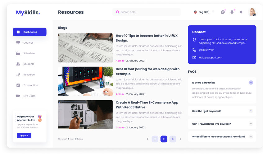 UI design of MySkills resources page
