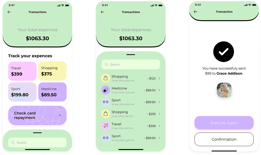 Finance tracker mobile app design