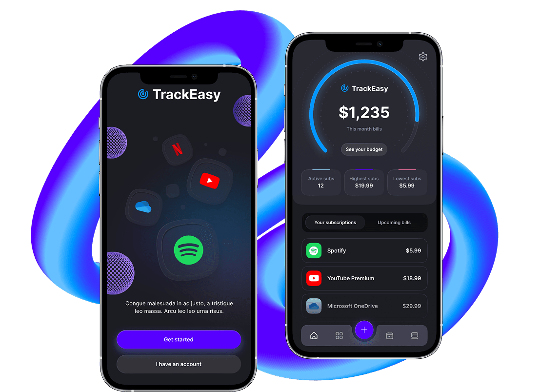 Finance tracking app design