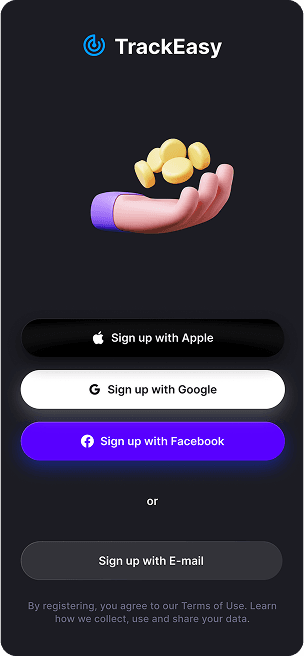 Sign-up screen UI design of TrackEasy app