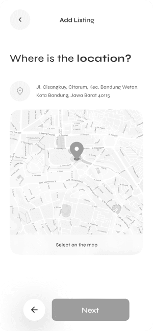 Wireframe of Turveyor add location screen